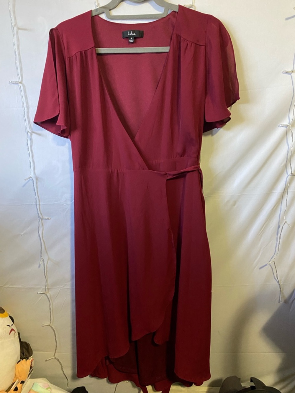 Lulu's Wine-Red Wrap High-Low Dress